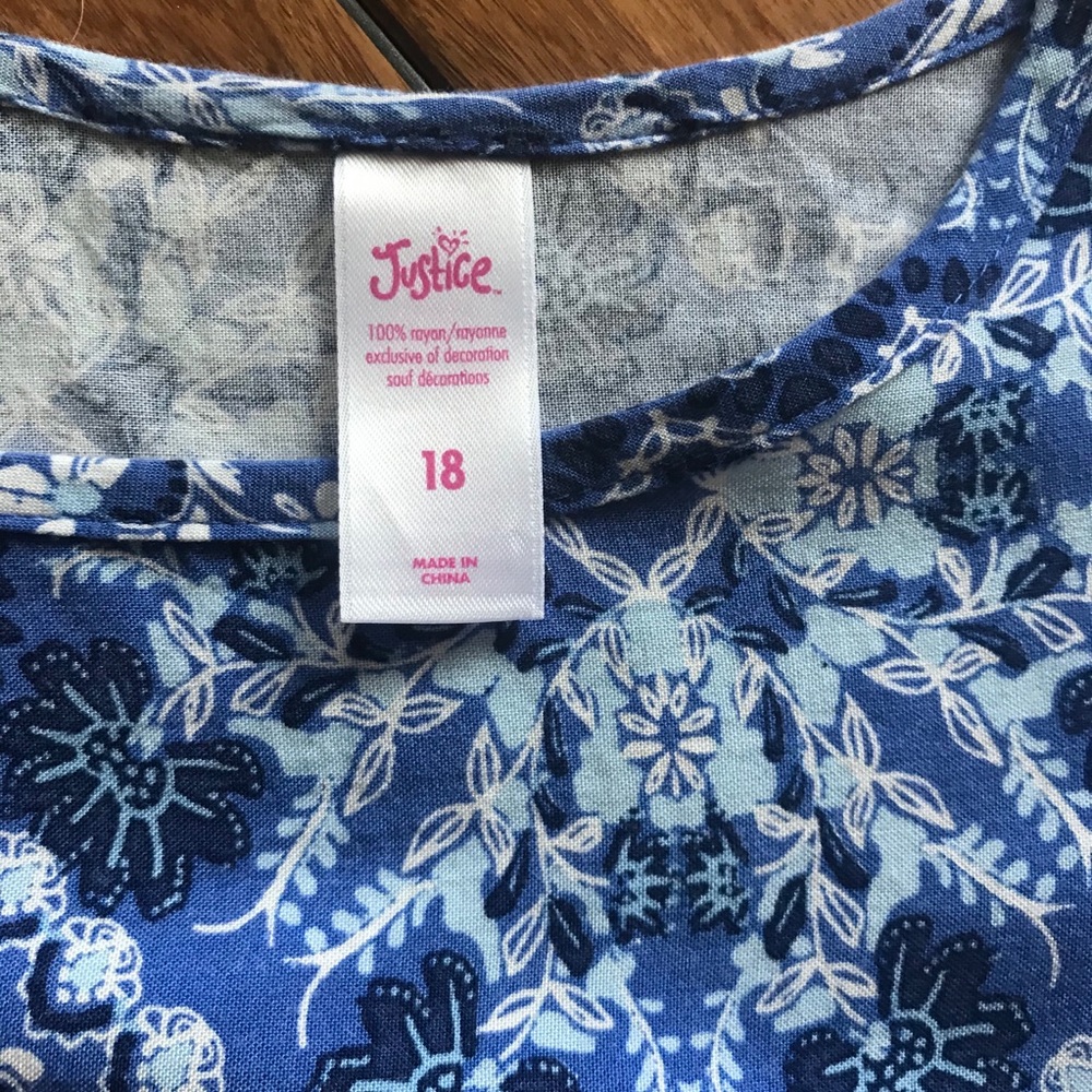 Justice Cold Shoulder Dress. EUC.  Size 18.